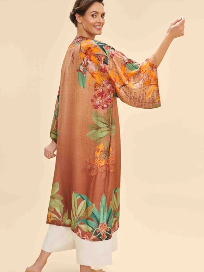 Kimono Botany Bliss Taupe long - Powder design