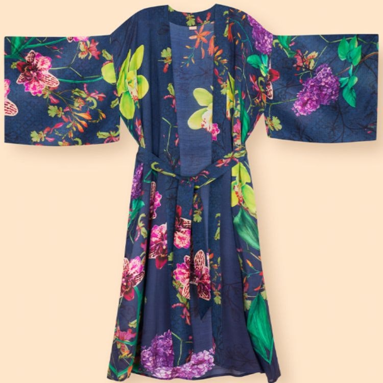 Kimono Exotic Evening Ink long - Powder design