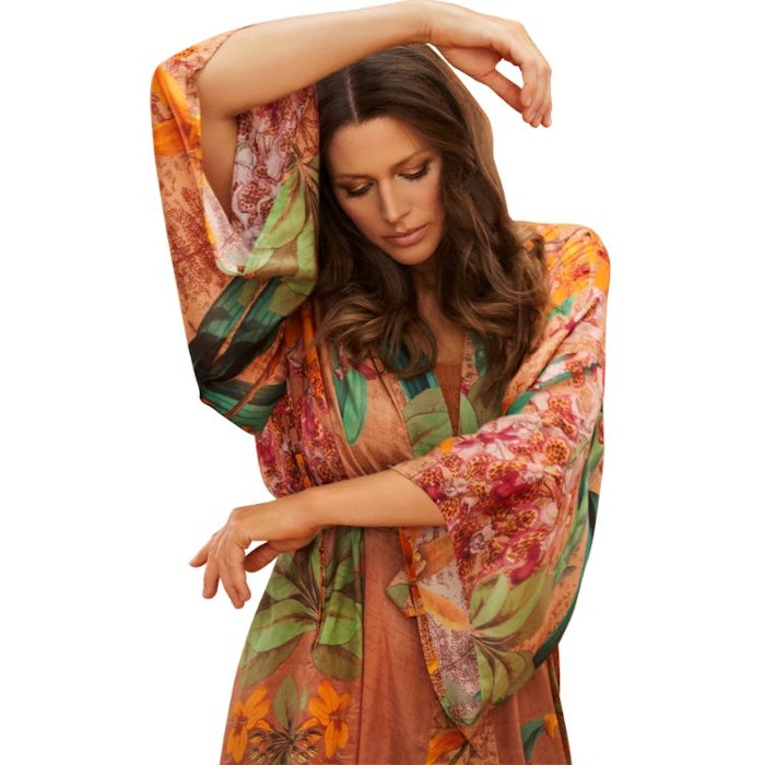 Kimono Botany Bliss Taupe long - Powder design