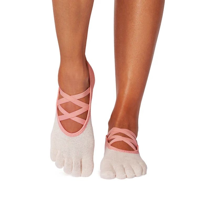 Yogastrumpor Fulltoe Elle Hot Coral Ombre - Toesox