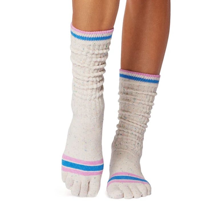 Yogastrumpor Full toe Slouch grip Paradise Navy Stripe - ToeSox