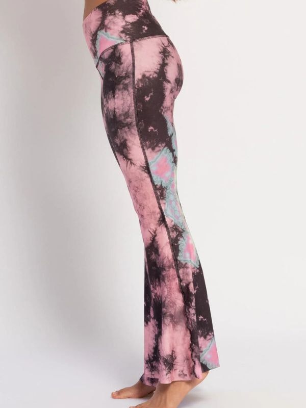Yogaleggings Eagle feather Pink Crop Bell Bottom - Teeki
