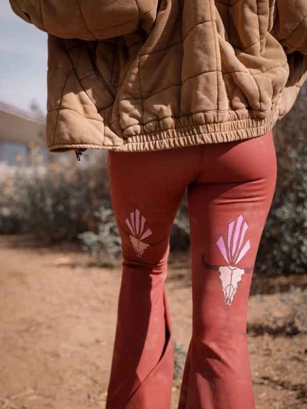 Yogaleggings Buffalo Princess rust long Bell Bottom - Teeki