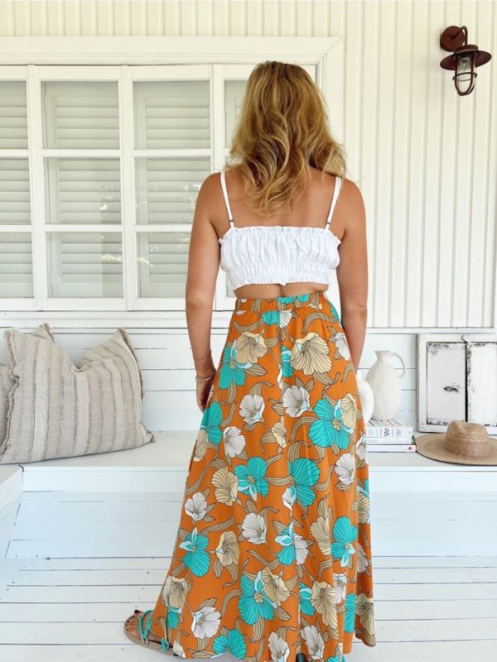 Kjol Aqua fields print Rocky maxi skirt - Jaase
