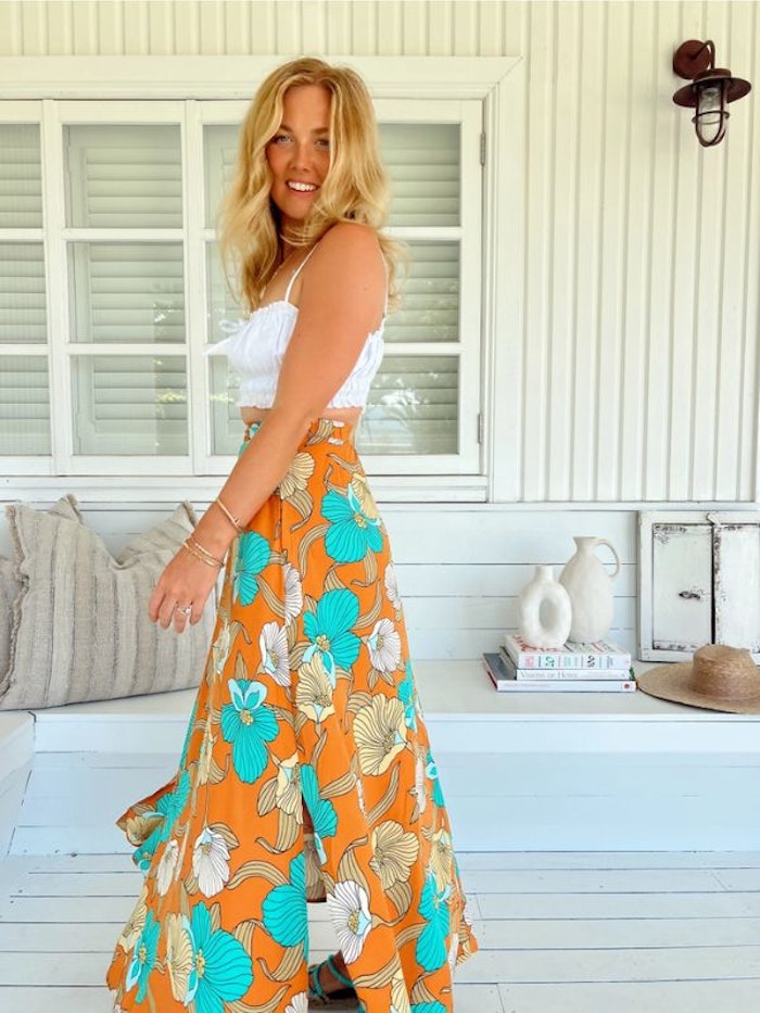 Kjol Aqua fields print Rocky maxi skirt - Jaase