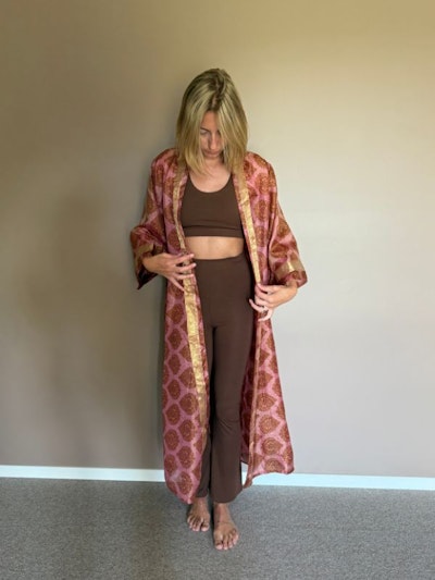 Kimono Uma återvunnen sari Nr 143