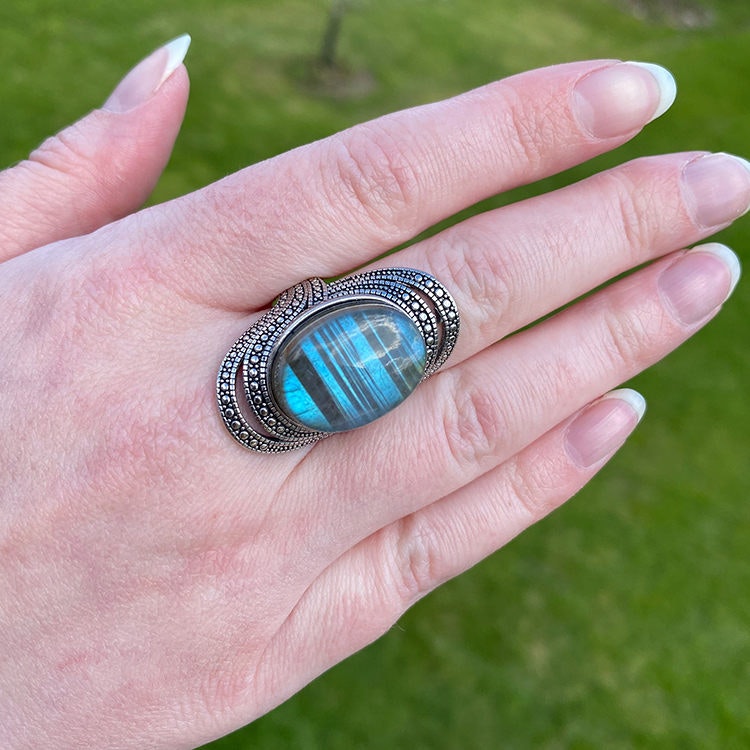 Labradorit Ring (Legerad Koppar)