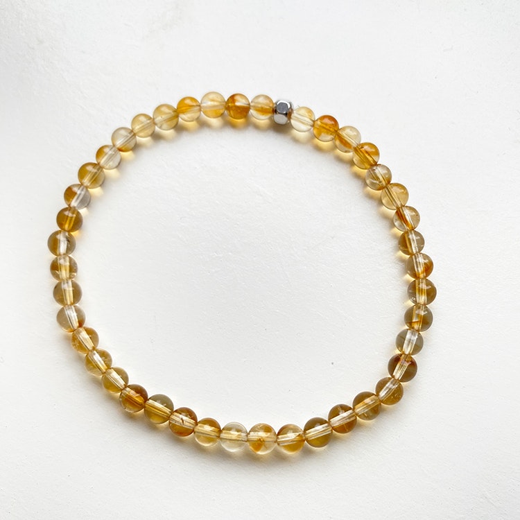 Citrin 4mm pärlor Armband