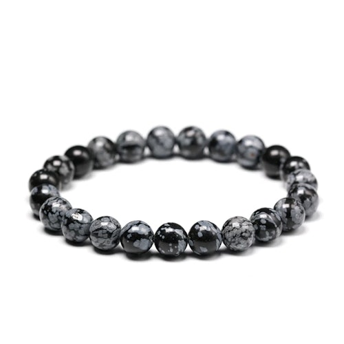 Obsidian Snöflinge 8mm pärlor Armband