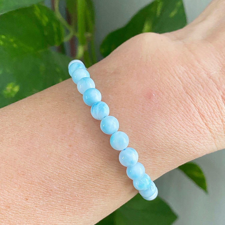 Larimar 6mm pärlor Armband