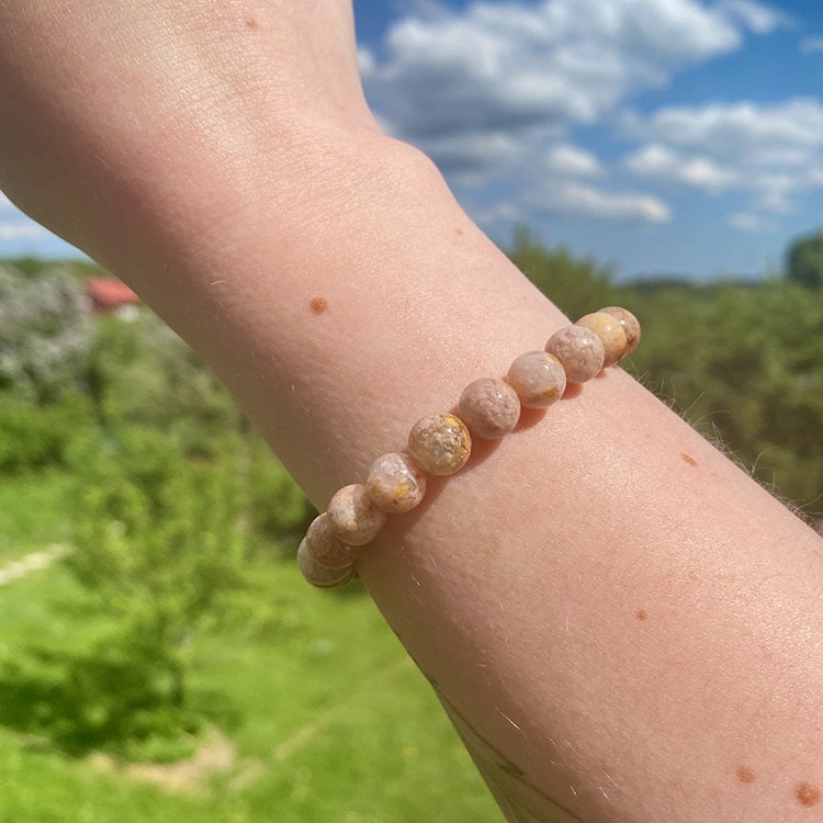 Agat Blomster 8mm pärlor Armband
