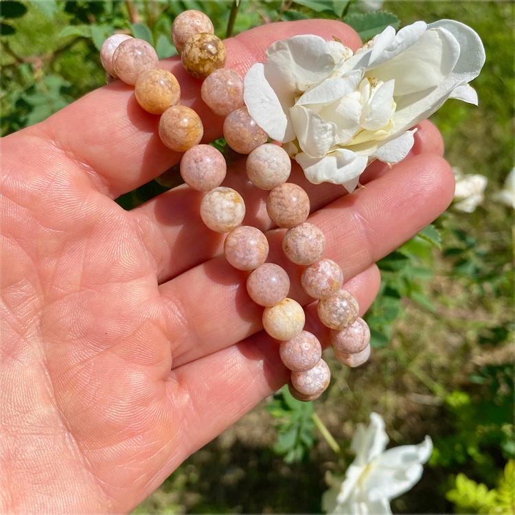 Agat Blomster 8mm pärlor Armband