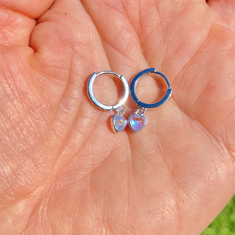 Månsten Örhängen (Hjärta) (Silver 925)