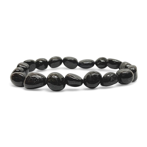 Turmalin Svart 10 - 15mm pärlor Armband (Större Handled)