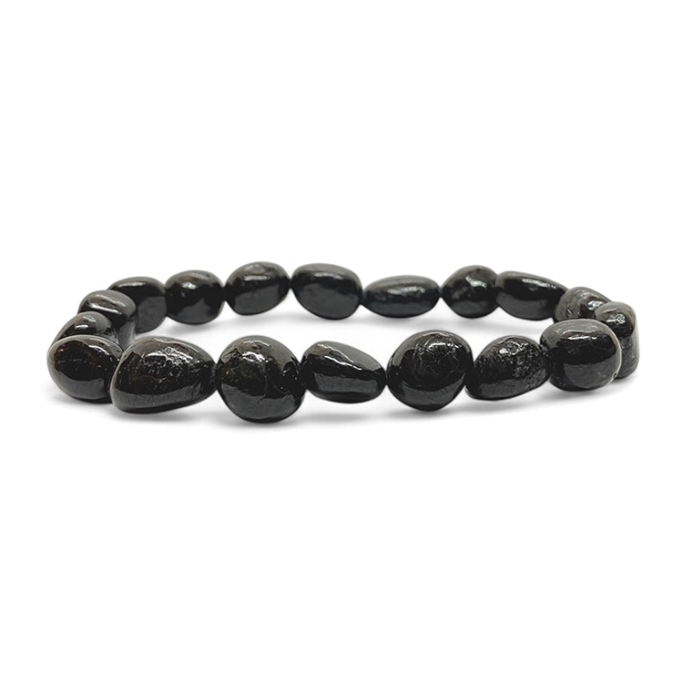 Turmalin Svart 10 - 15mm pärlor Armband (Större Handled)