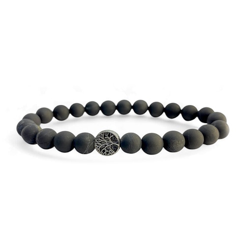 Shungit 8mm pärlor Armband (Tree Of Life)
