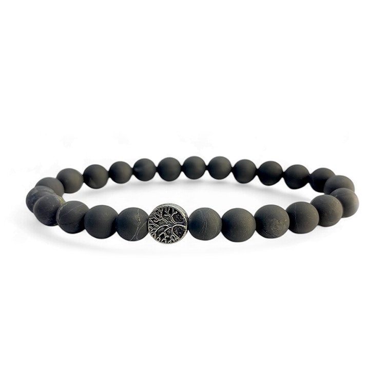Shungit 8mm pärlor Armband (Tree Of Life)