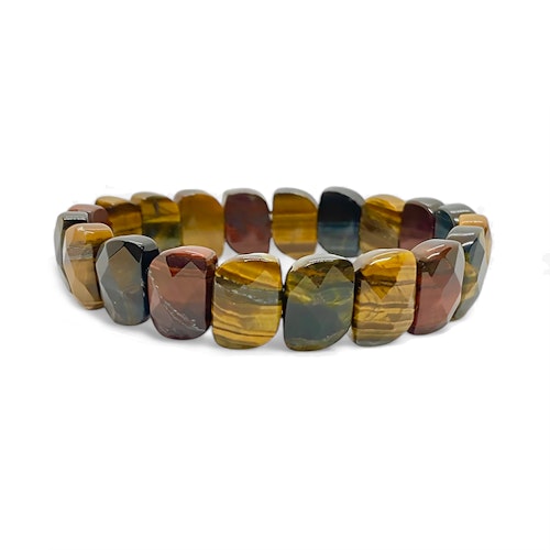 Tigeröga 3 färger (Facetterad Platta) Armband