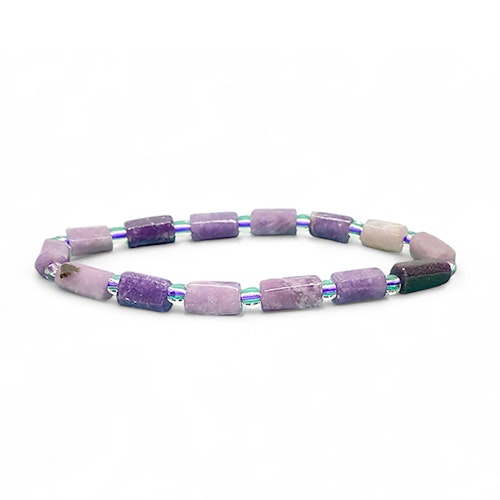 Lepidolit (Polygon) 9-11mm pärlor Armband