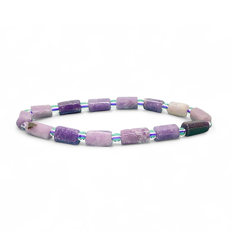 Lepidolit (Polygon) 9-11mm pärlor Armband