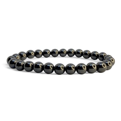 Shungit 8mm pärlor Armband 'Större Handled'