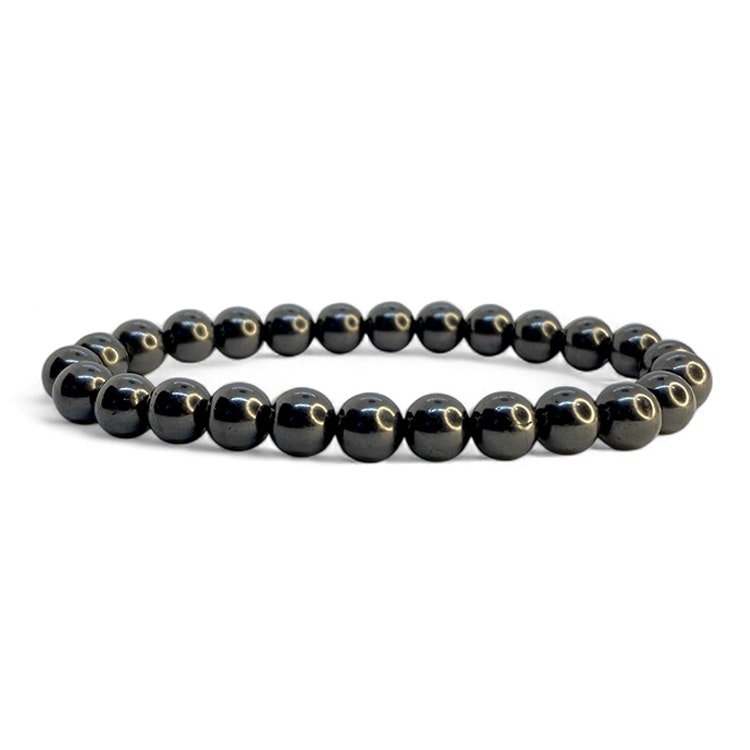 Shungit 8mm pärlor Armband 'Större Handled'