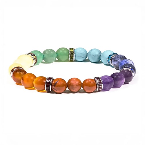 7 Chakra Kristaller 8mm pärlor Armband