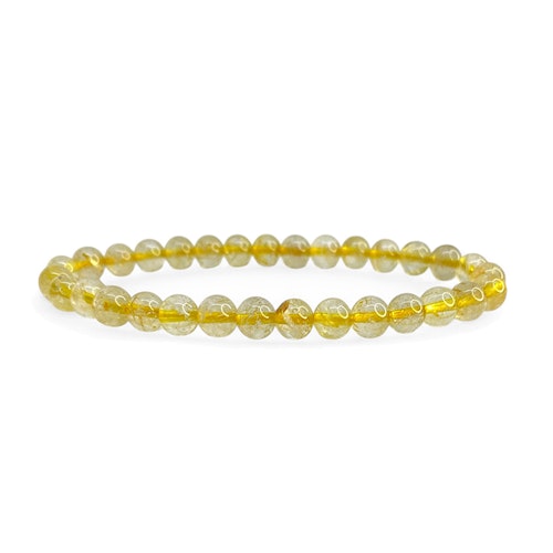 Rutilkvarts Guld 6mm pärlor Armband
