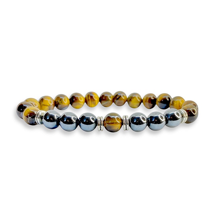 Tigeröga, Hematit 8mm pärlor Armband