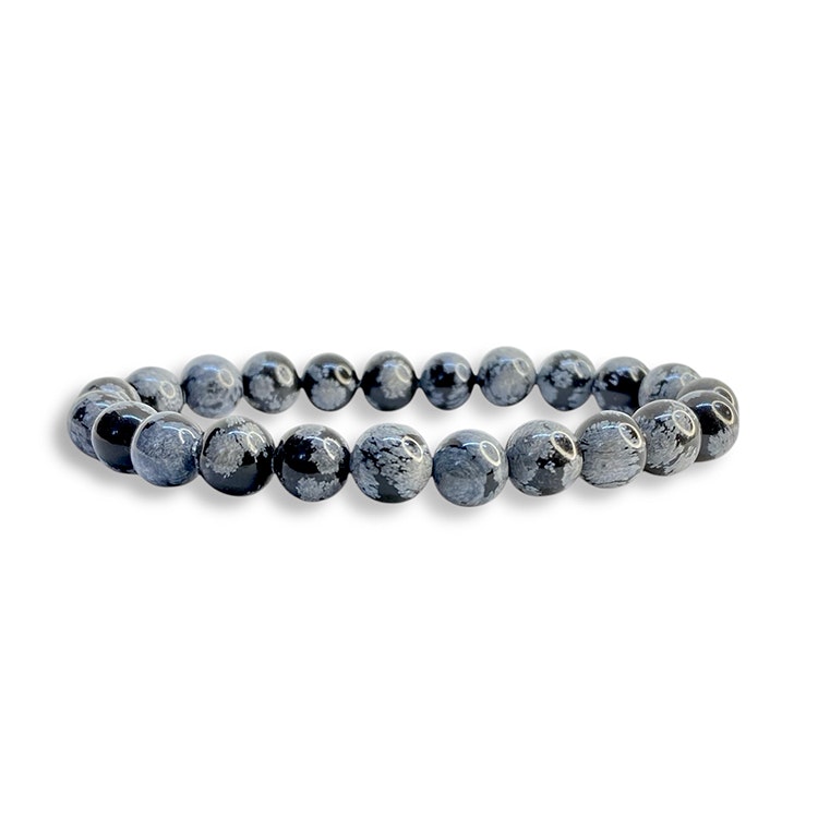 Obsidian Snöflinge 8mm pärlor Armband