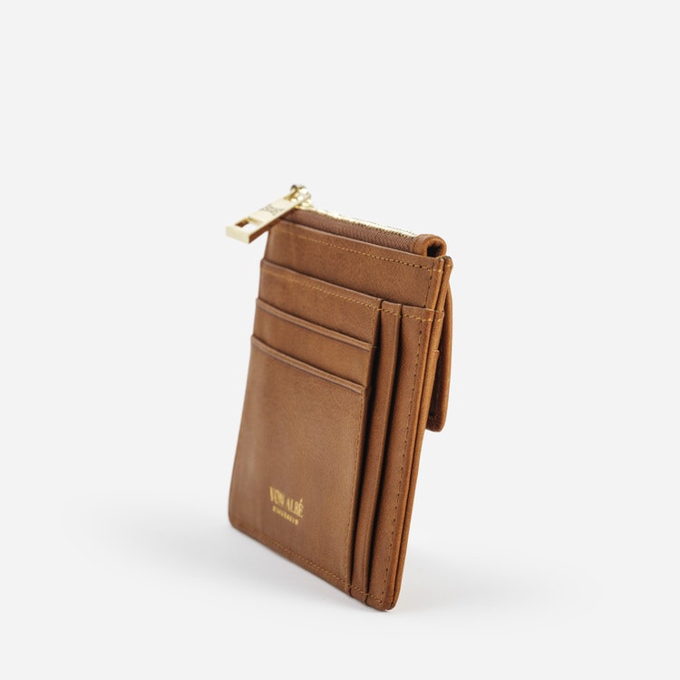 "Milano" Zipper korthållare brun