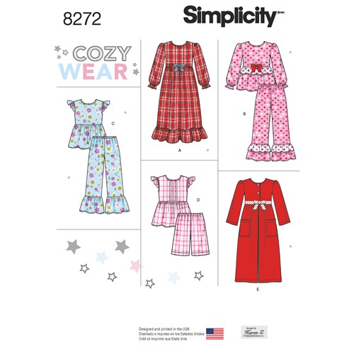 Simplicity 8272 HH myskläder nattkläder BARN 3-6 år