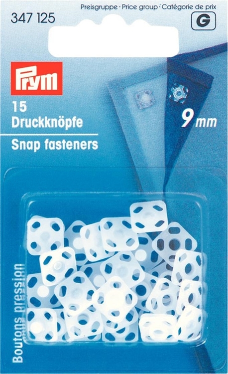 PRYM 15 st tryckknappar att sy på , plast