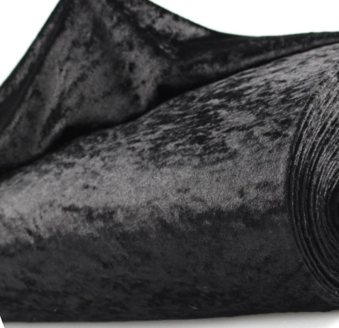 Velour av polyester, krossad svart
