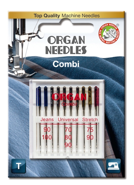 Nål Organ Combibox 10-pack, 2xJeans, 5xUniversal, 3xStretch