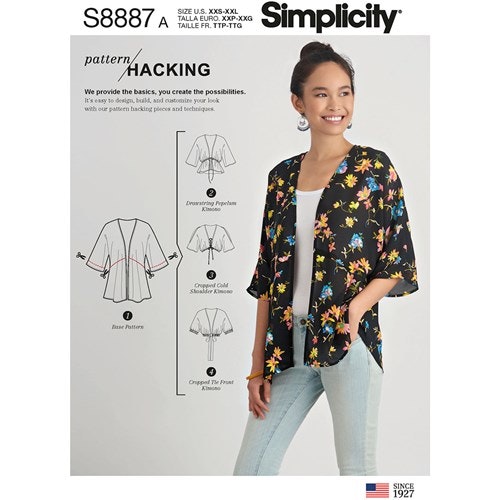 Simplicity 8887 A Dam Storlek XXS-XXL Kimono - Lisas Tyger AB
