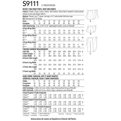 Simplicity 9111 H5 Dam Storlek 32-40 Nederdel