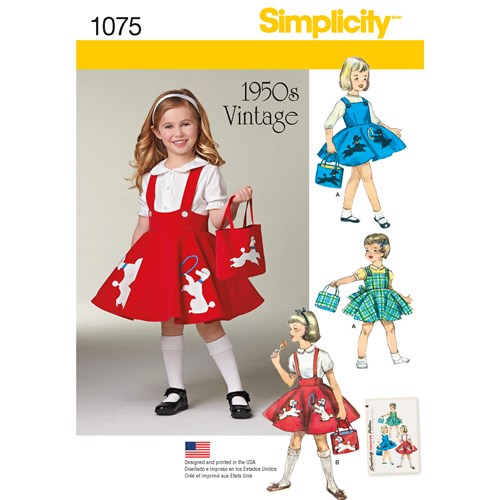 Simplicity 1075 A Barn Storlek 3-8 år Kjol Vintage