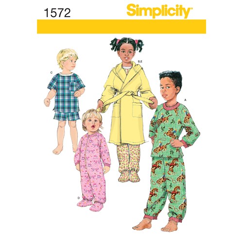 Simplicity 1572 AA Barn storlek 1/2-2 år Nattkläder flera plagg