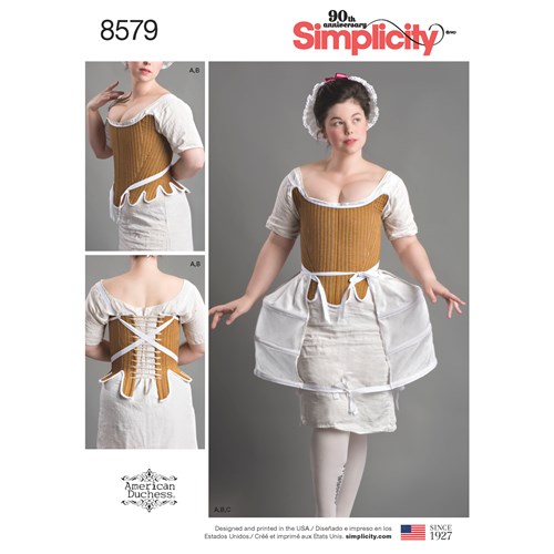 Simplicity 8579 D5 Dam Flera plagg 1800-talsmode underkläder