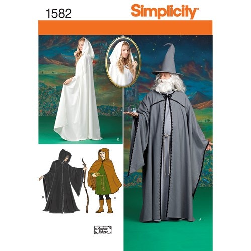 Simplicity 1582  Flera plagg Tonårs kostym/cape  storlek XS-XL
