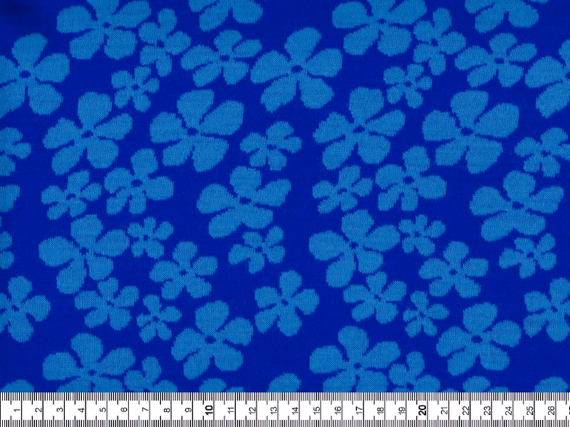 Yllejersey - Mörkt kornblå / himmelsblå Blommor
