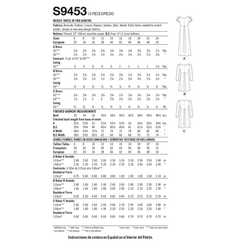 Simplicity 9453 U5 Dam Storlek 42-50 Klänning i två längder