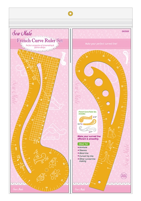 Linjal Böjd  French Curve SEW MATE 3-pack