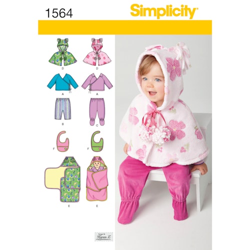 Simplicity 1564 A Barn Baby Storlek XXS-L NYFÖDD-18 MÅN Flera plagg