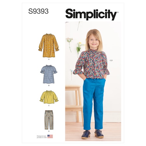 Simplicity 9393 A Barn Storlek  3-8 ÅR Flera plagg