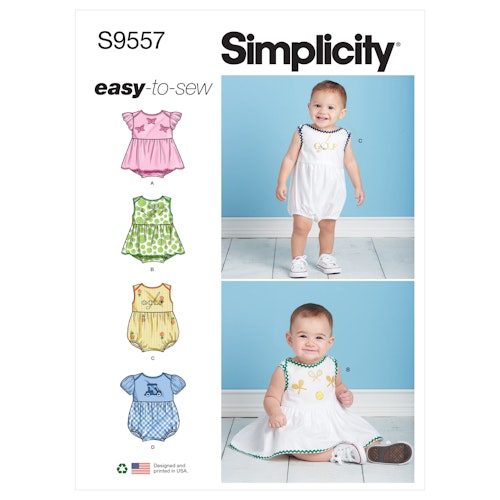 Simplicity 9557 A Barn Baby Storlek nyfödd-18 mån, Flera plagg