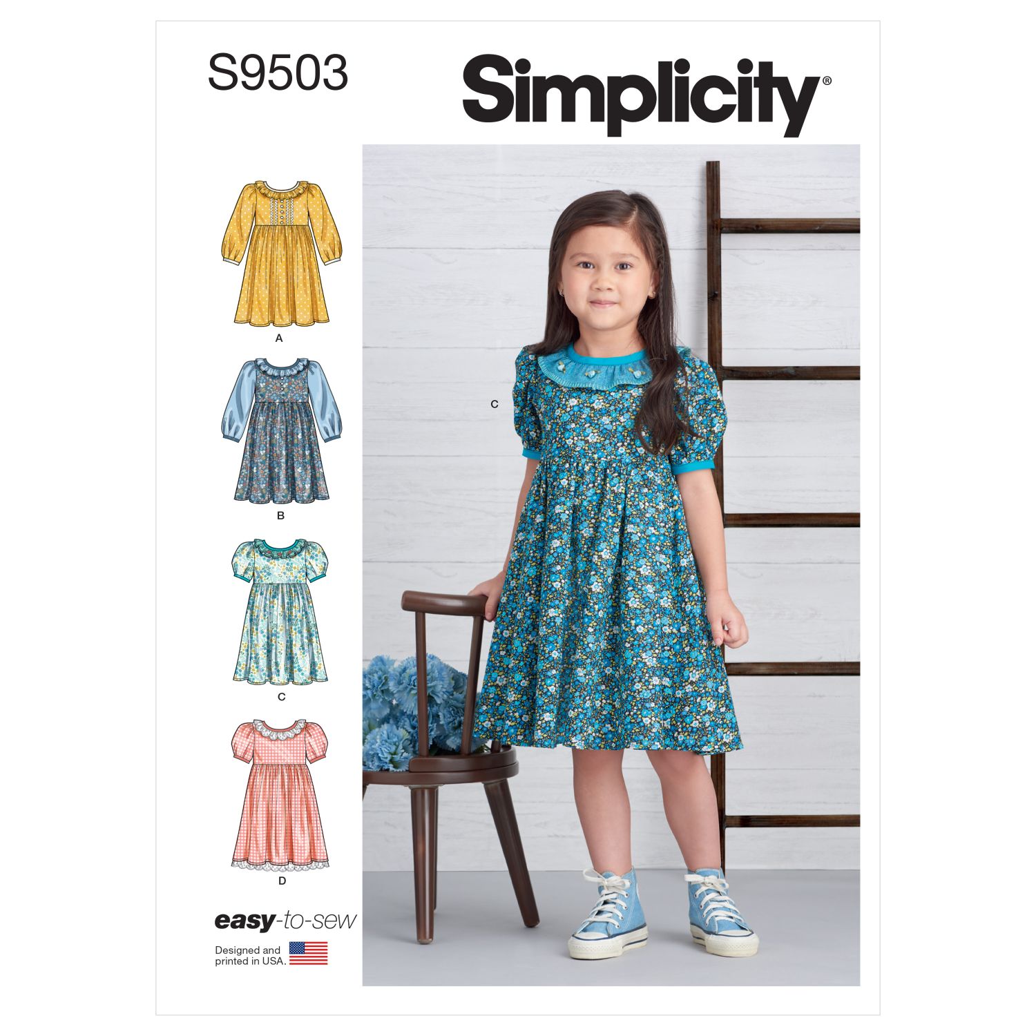 Simplicity 95033 A Barn KLÄNNING Storlek 3-8år, Flera plagg