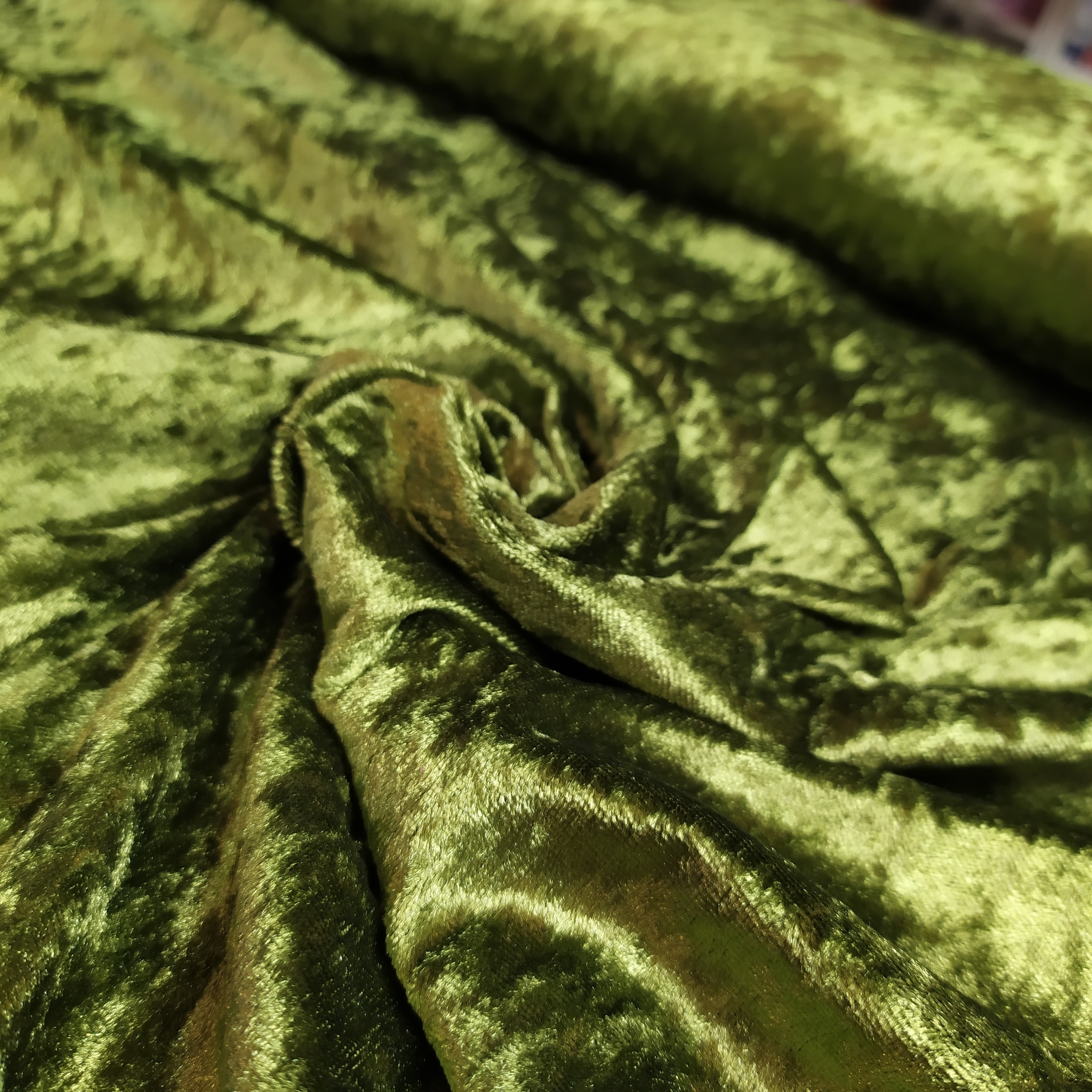 Velour av polyester, Mossgrön Krossad
