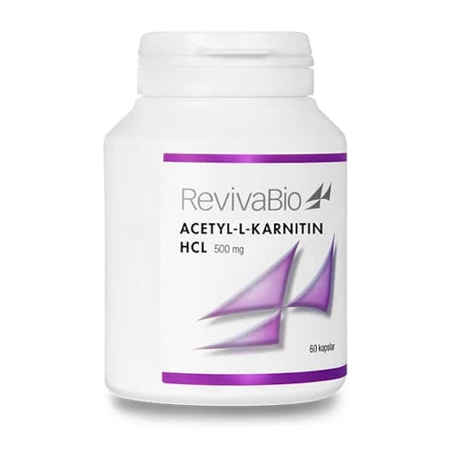 Acetyl-L-Karnitin HCL 500 mg 60 kapslar RevivaBio (ERSATT AV ANNAN PRODUKT)